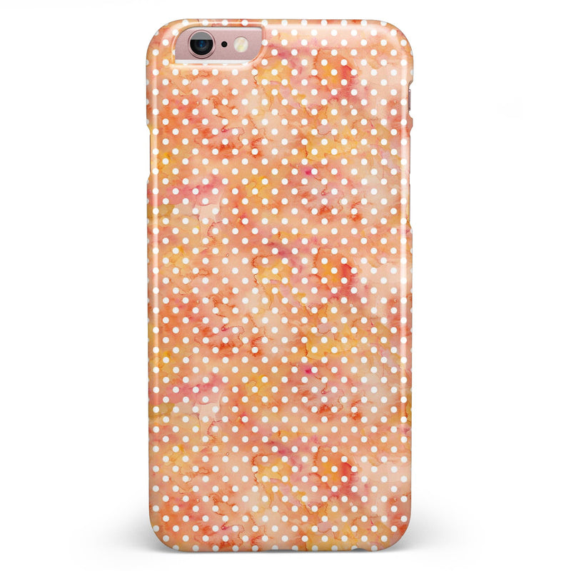 White Polka Dots over Red-Orange Watercolor V2 iPhone 6/6s or 6/6s Plus INK-Fuzed Case