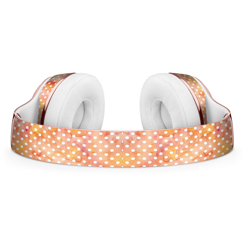 White Polka Dots over Red-Orange Watercolor V2 Full-Body Skin Kit for the Beats by Dre Solo 3 Wireless Headphones