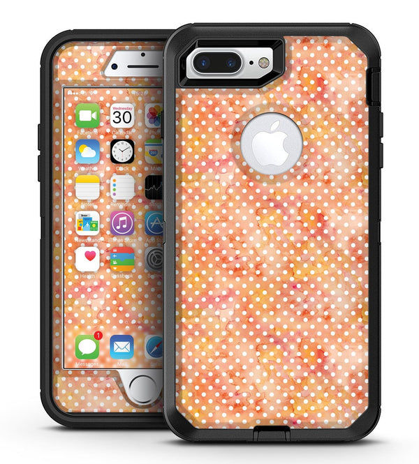 White Polka Dots over Red-Orange Watercolor V2 - iPhone 7 Plus/8 Plus OtterBox Case & Skin Kits