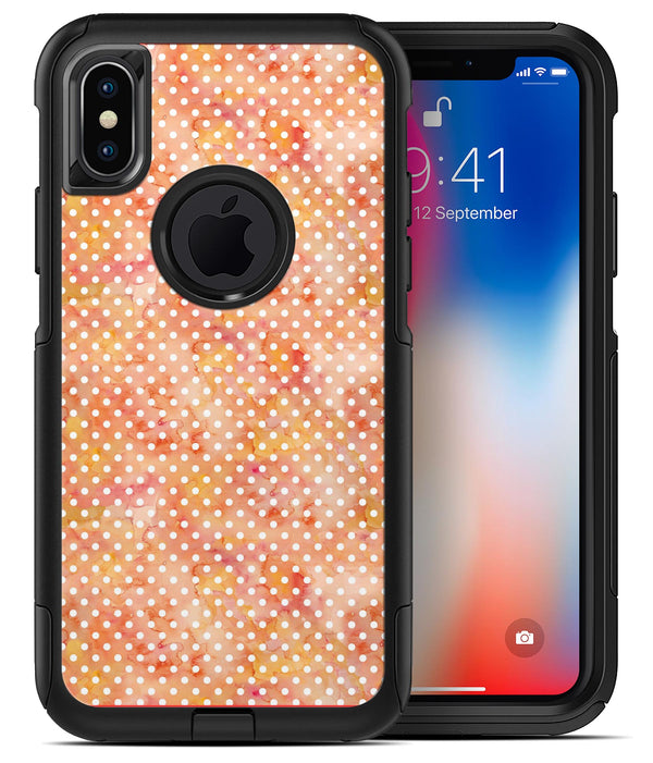 White Polka Dots over Red-Orange Watercolor V2 - iPhone X OtterBox Case & Skin Kits