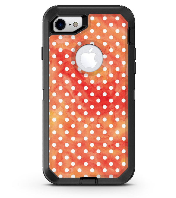 White Polka Dots over Red-Orange Watercolor - iPhone 7 or 8 OtterBox Case & Skin Kits