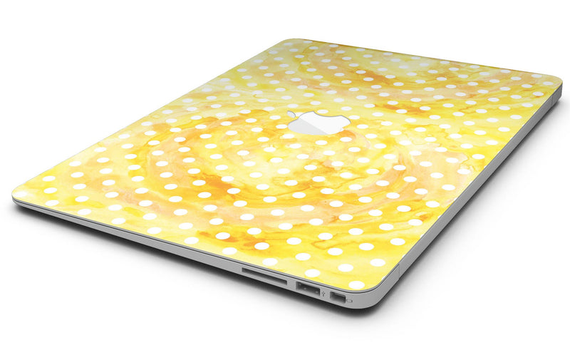 White Polka Dots over Yellow Watercolor - MacBook Air Skin Kit
