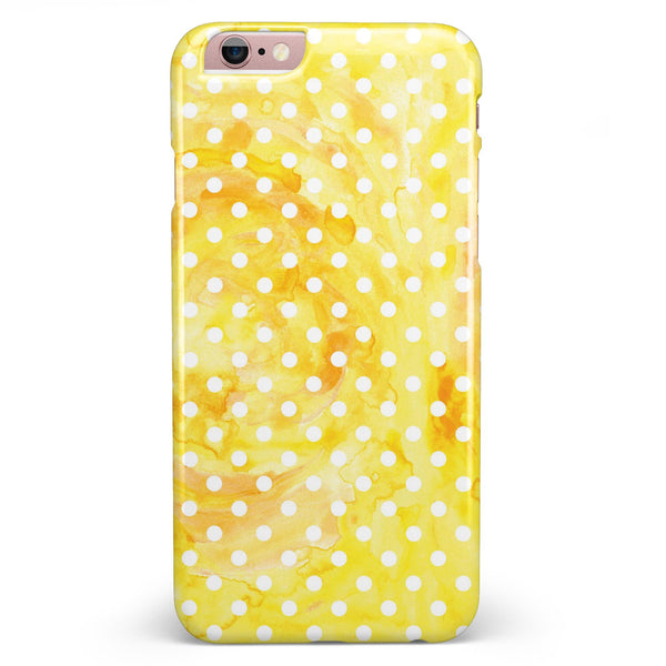 White Polka Dots over Yellow Watercolor iPhone 6/6s or 6/6s Plus INK-Fuzed Case