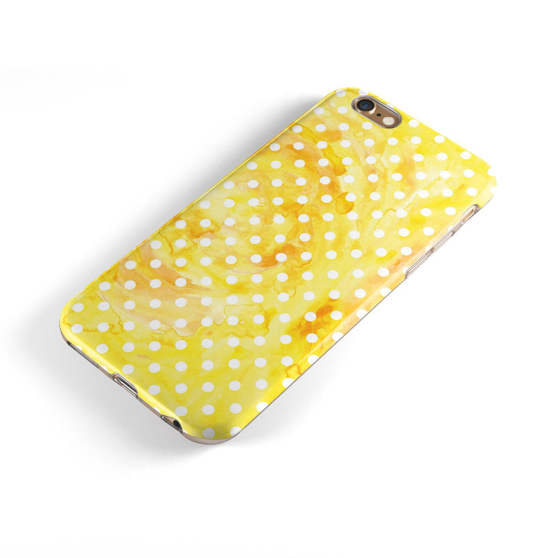 White Polka Dots over Yellow Watercolor iPhone 6/6s or 6/6s Plus 2-Piece Hybrid INK-Fuzed Case