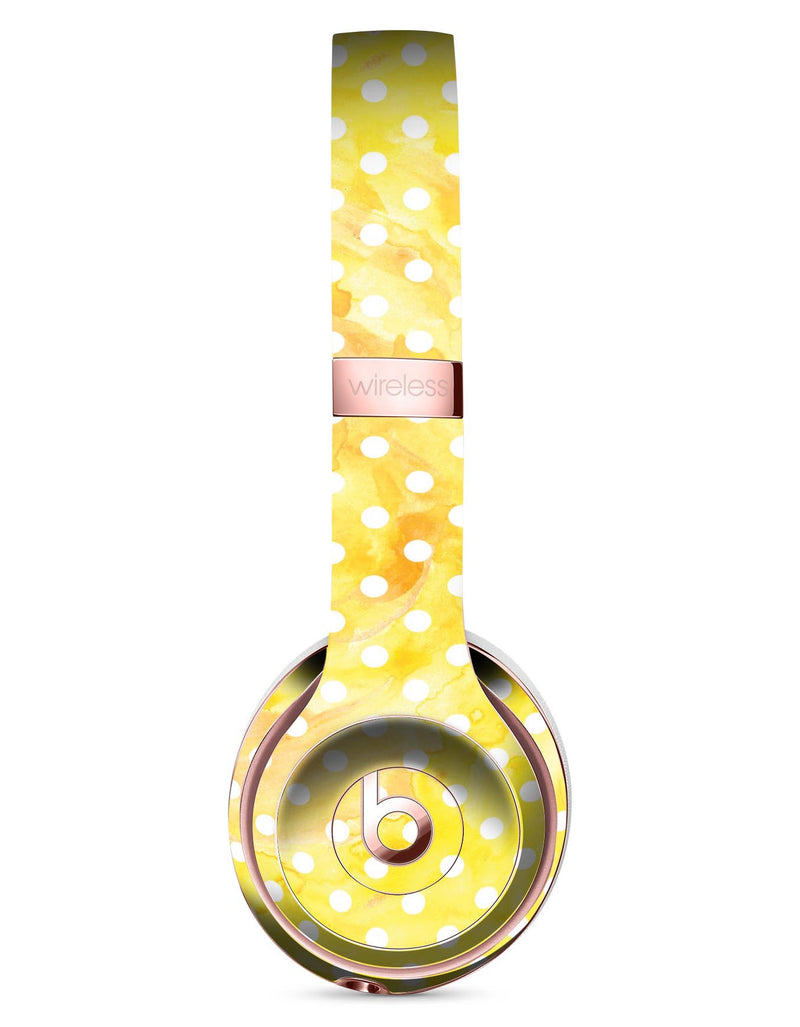 White Polka Dots over Yellow Watercolor Full-Body Skin Kit for the Beats by Dre Solo 3 Wireless Headphones