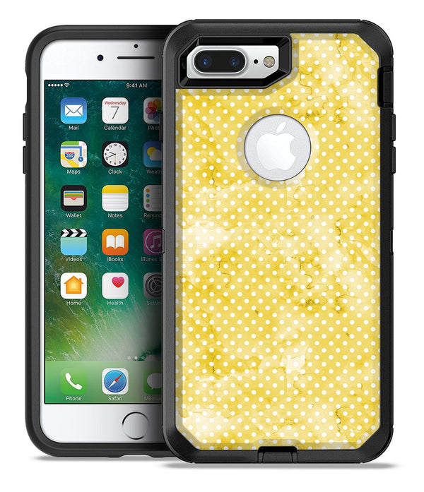 White Polka Dots over Yellow Watercolor V2 - iPhone 7 or 7 Plus Commuter Case Skin Kit