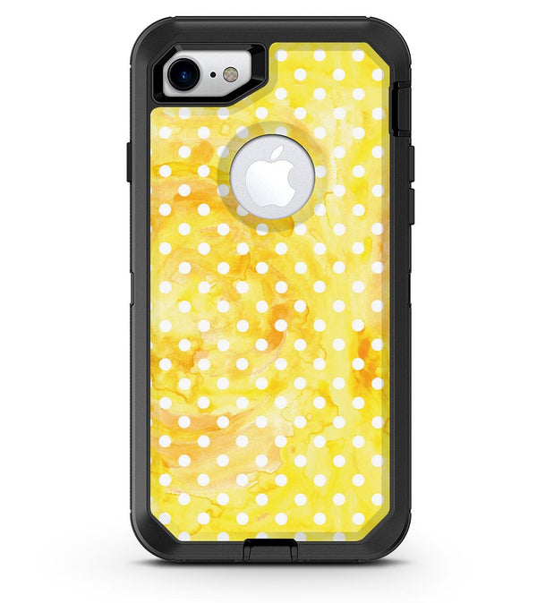 White Polka Dots over Yellow Watercolor - iPhone 7 or 8 OtterBox Case & Skin Kits