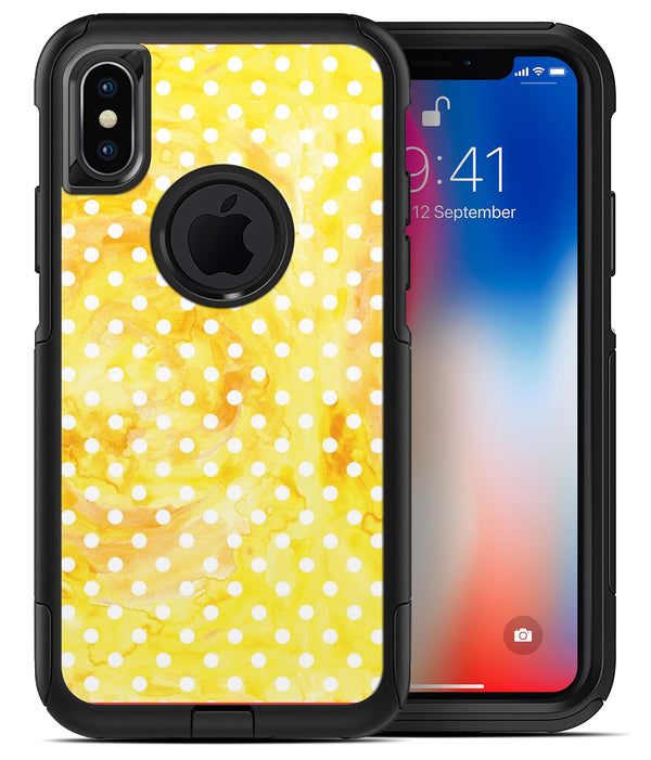 White Polka Dots over Yellow Watercolor - iPhone X OtterBox Case & Skin Kits