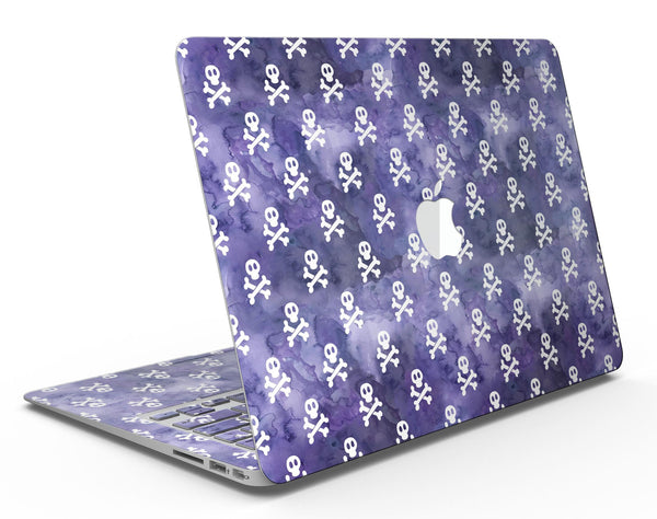 White Skulls on Purple Watercolor - MacBook Air Skin Kit