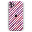 White Slanted Lines Over Pink and Purple Grunge Surface - Skin-Kit compatible with the Apple iPhone 12, 12 Pro Max, 12 Mini, 11 Pro or 11 Pro Max (All iPhones Available)