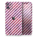 White Slanted Lines Over Pink and Purple Grunge Surface - Skin-Kit compatible with the Apple iPhone 12, 12 Pro Max, 12 Mini, 11 Pro or 11 Pro Max (All iPhones Available)