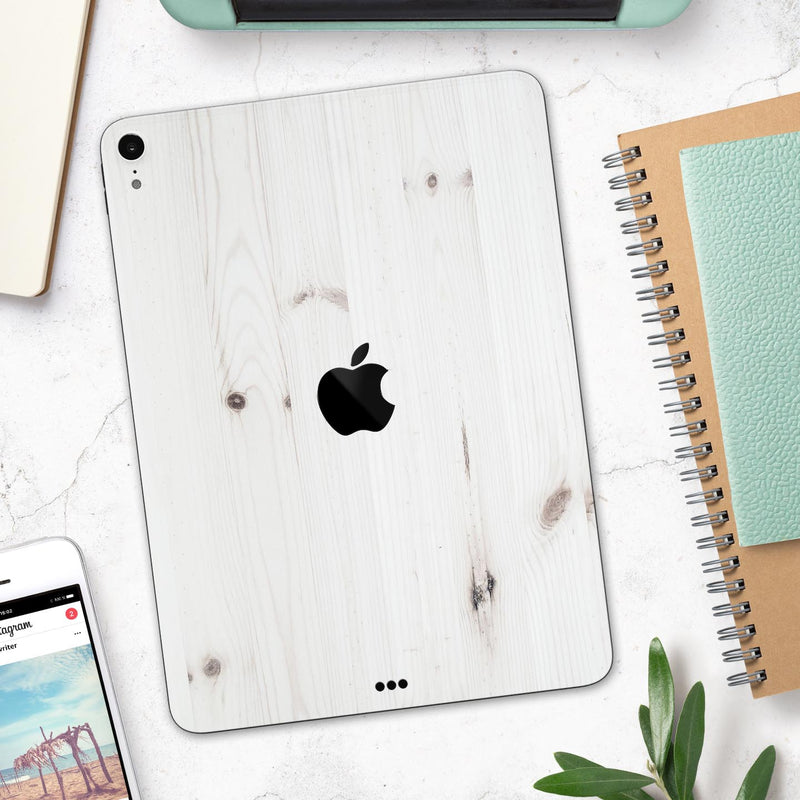 White Vertical Wood Planks  - Full Body Skin Decal for the Apple iPad Pro 12.9", 11", 10.5", 9.7", Air or Mini (All Models Available)