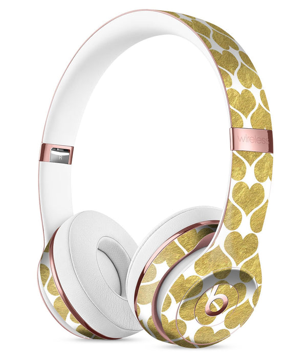 White and Gold Foil Hearts v11 Full-Body Skin Kit for the Beats by Dre Solo 3 Wireless Headphones