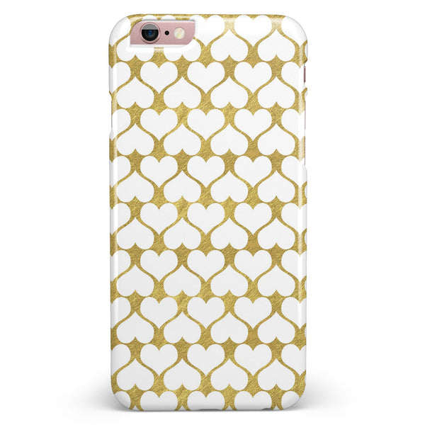 White and Gold Foil Hearts v13 iPhone 6/6s or 6/6s Plus INK-Fuzed Case