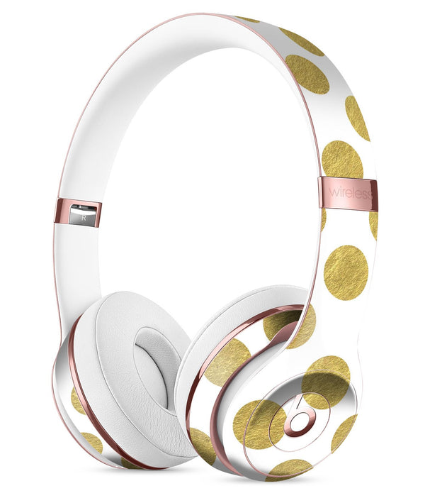 White and Gold Foil Polka v10 Full-Body Skin Kit for the Beats by Dre Solo 3 Wireless Headphones