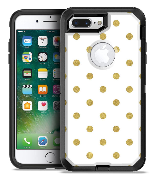 White and Gold Foil Polka v12 - iPhone 7 or 7 Plus Commuter Case Skin Kit