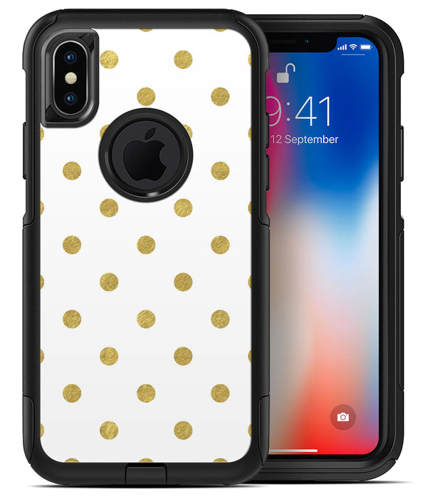 White and Gold Foil Polka v12 - iPhone X OtterBox Case & Skin Kits