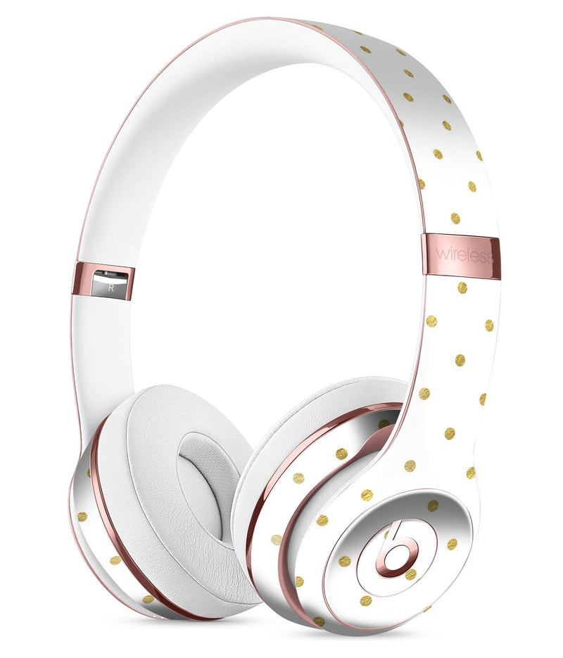 White and Gold Foil Polka v14 Full-Body Skin Kit for the Beats by Dre Solo 3 Wireless Headphones