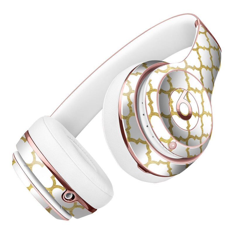 White and Gold Foil v6 Full-Body Skin Kit for the Beats by Dre Solo 3 Wireless Headphones