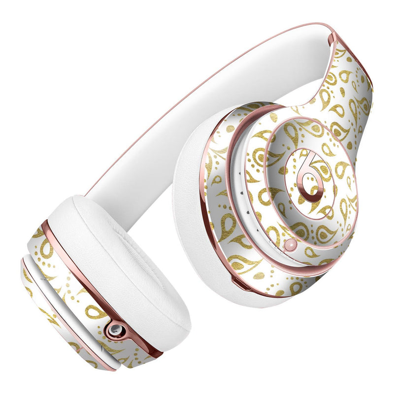 White and Gold Foil v8 Full-Body Skin Kit for the Beats by Dre Solo 3 Wireless Headphones