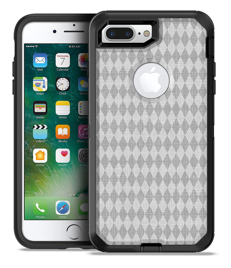 White and Gray Diamond Board Pattern - iPhone 7 or 7 Plus Commuter Case Skin Kit