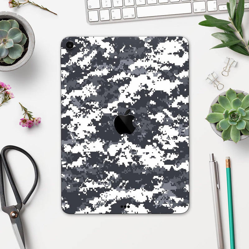 White and Gray Digital Camouflage - Full Body Skin Decal for the Apple iPad Pro 12.9", 11", 10.5", 9.7", Air or Mini (All Models Available)