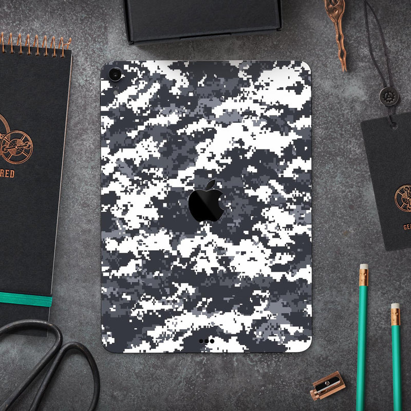 White and Gray Digital Camouflage - Full Body Skin Decal for the Apple iPad Pro 12.9", 11", 10.5", 9.7", Air or Mini (All Models Available)