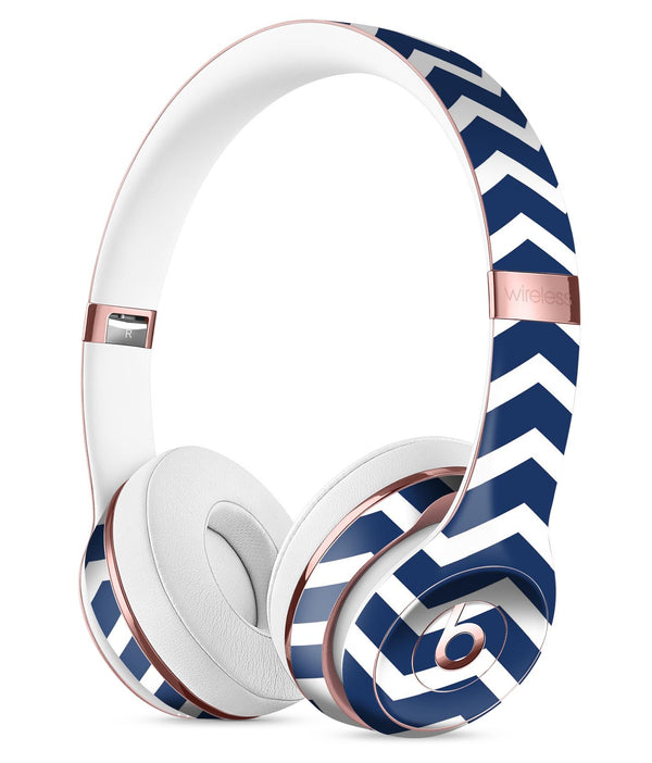 White and Navy Chevron Stripes Full-Body Skin Kit for the Beats by Dre Solo 3 Wireless Headphones