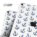 White and Navy Micro Anchors - Full Body Skin Decal for the Apple iPad Pro 12.9", 11", 10.5", 9.7", Air or Mini (All Models Available)