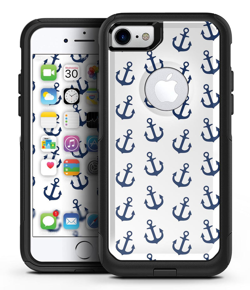 White and Navy Micro Anchors - iPhone 7 or 8 OtterBox Case & Skin Kits