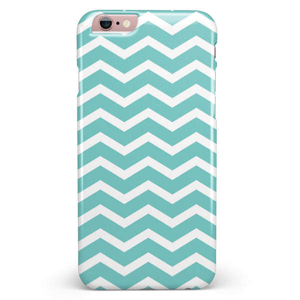 White and Teal Chevron Stripes iPhone 6/6s or 6/6s Plus INK-Fuzed Case