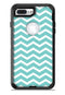White and Teal Chevron Stripes - iPhone 7 or 7 Plus Commuter Case Skin Kit