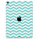 White and Teal Chevron Stripes - Full Body Skin Decal for the Apple iPad Pro 12.9", 11", 10.5", 9.7", Air or Mini (All Models Available)