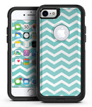 White and Teal Chevron Stripes - iPhone 7 or 8 OtterBox Case & Skin Kits