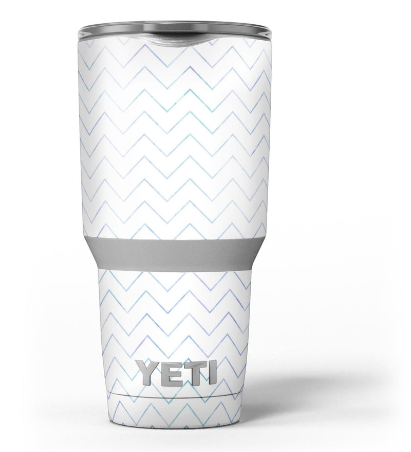 Yeti Rambler Colster and RTIC Can Cooler Skin Wraps Chevrons Gray And Aqua