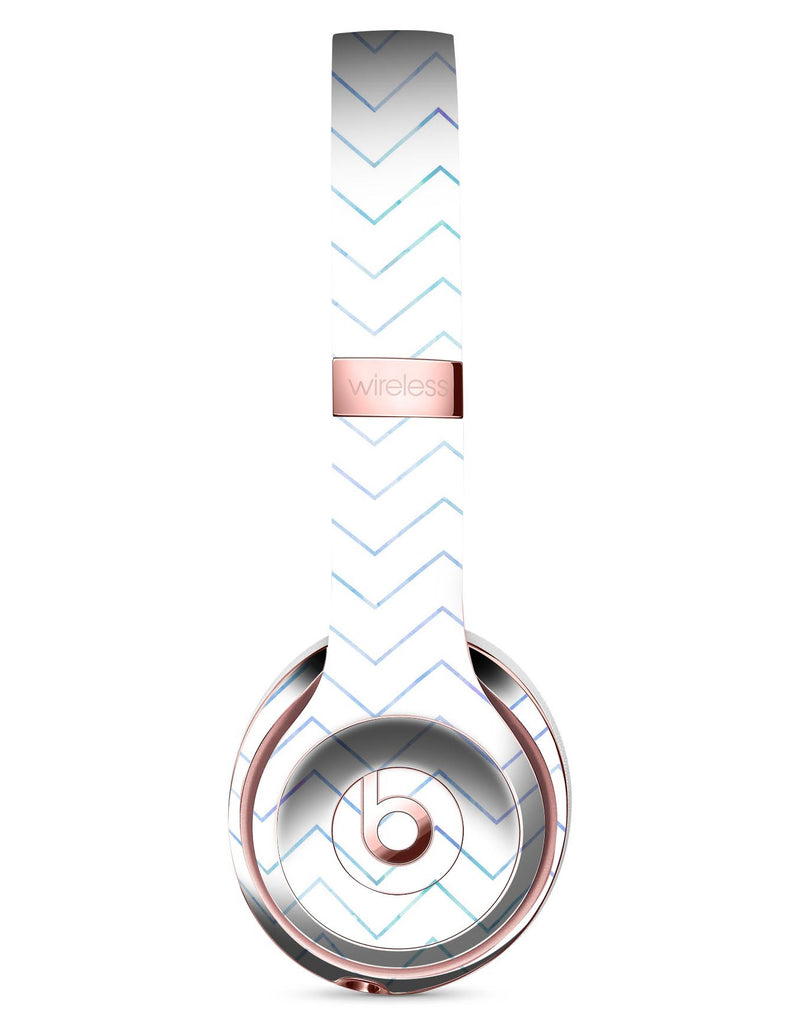 White and Thin Blue Chevron Pattern Full-Body Skin Kit for the Beats by Dre Solo 3 Wireless Headphones