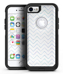 White and Thin Blue Chevron Pattern - iPhone 7 or 8 OtterBox Case & Skin Kits