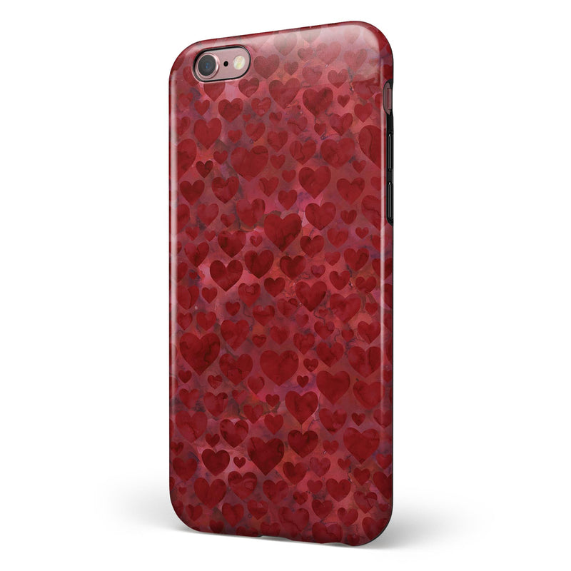 Wine Watercolor Hearts iPhone 6/6s or 6/6s Plus 2-Piece Hybrid INK-Fuzed Case