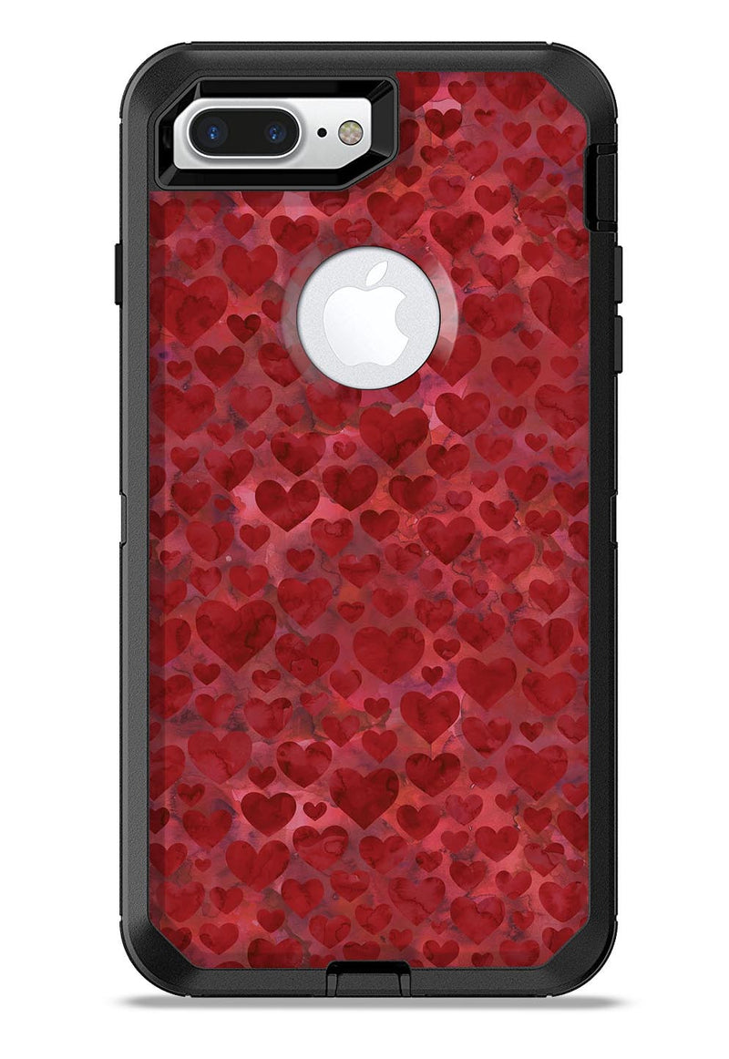 Wine Watercolor Hearts - iPhone 7 or 7 Plus Commuter Case Skin Kit