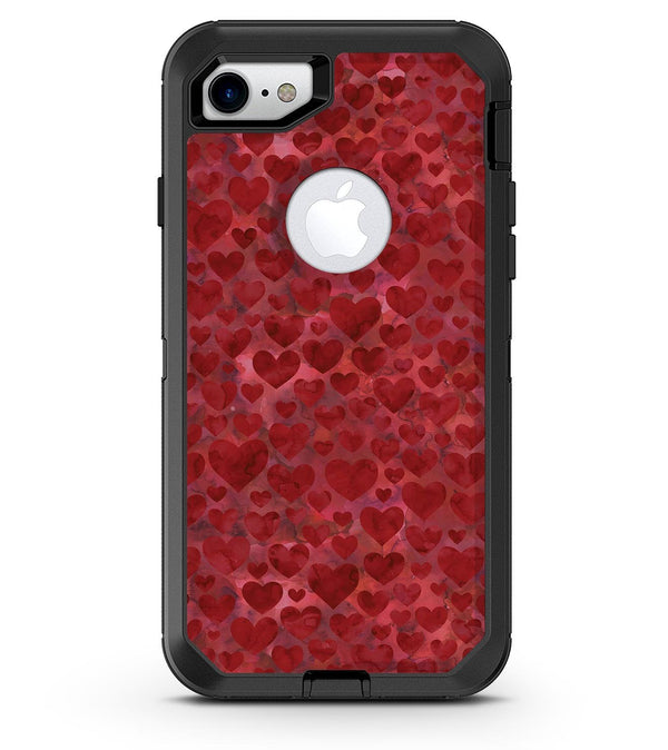 Wine Watercolor Hearts - iPhone 7 or 8 OtterBox Case & Skin Kits