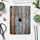 Wood Planks with Peeled Blue Paint - Full Body Skin Decal for the Apple iPad Pro 12.9", 11", 10.5", 9.7", Air or Mini (All Models Available)