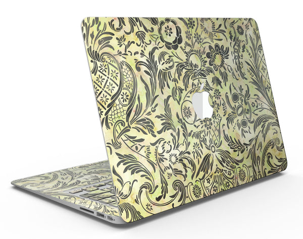 Woodland Green Damask Watercolor Pattern - MacBook Air Skin Kit