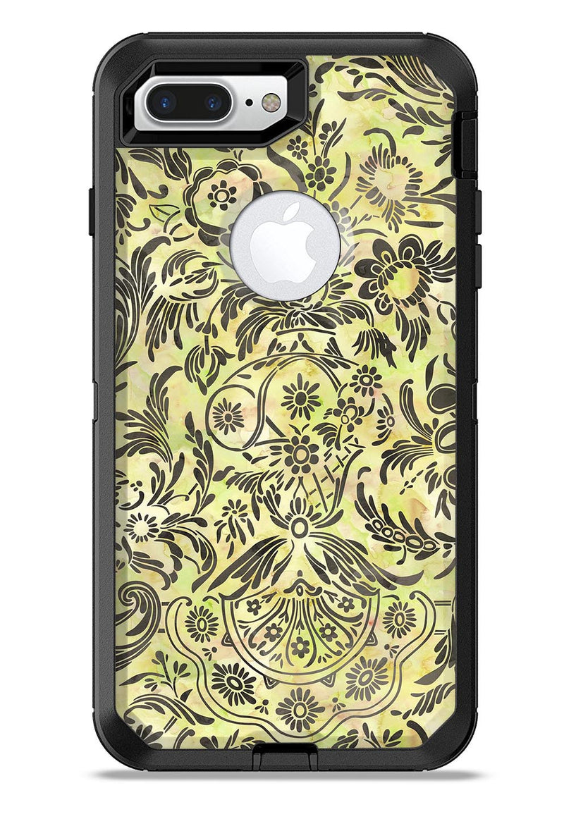 Woodland Green Damask Watercolor Pattern - iPhone 7 or 7 Plus Commuter Case Skin Kit