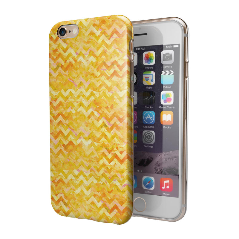 Yellow Basic Watercolor Chevron Pattern iPhone 6/6s or 6/6s Plus 2-Piece Hybrid INK-Fuzed Case