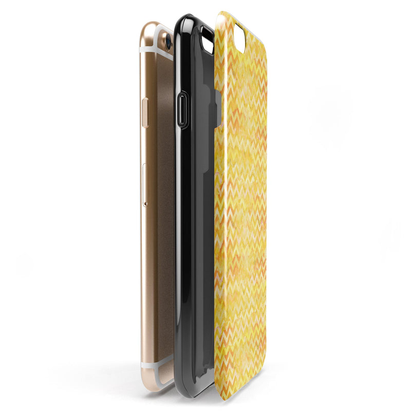Yellow Multi Watercolor Chevron iPhone 6/6s or 6/6s Plus 2-Piece Hybrid INK-Fuzed Case