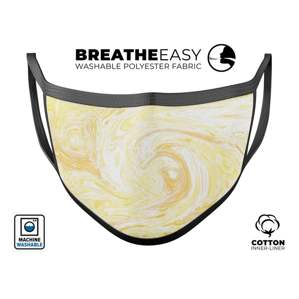 Yellow Slate Marble Surface V21 - Made in USA Mouth Cover Unisex Anti-Dust Cotton Blend Reusable & Washable Face Mask with Adjustable Sizing for Adult or Child