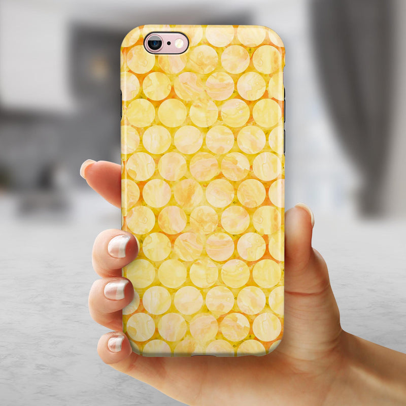 Yellow Sorted Large Watercolor Polka Dots iPhone 6/6s or 6/6s Plus 2-Piece Hybrid INK-Fuzed Case