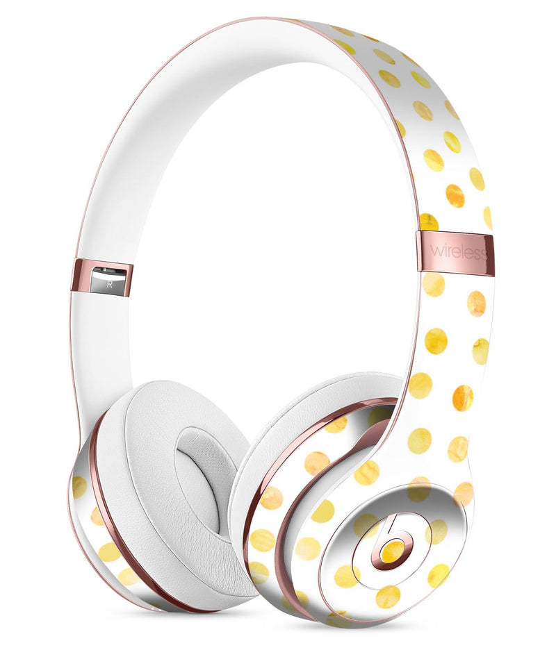 Yellow Watercolor Dots over White Full-Body Skin Kit for the Beats by Dre Solo 3 Wireless Headphones