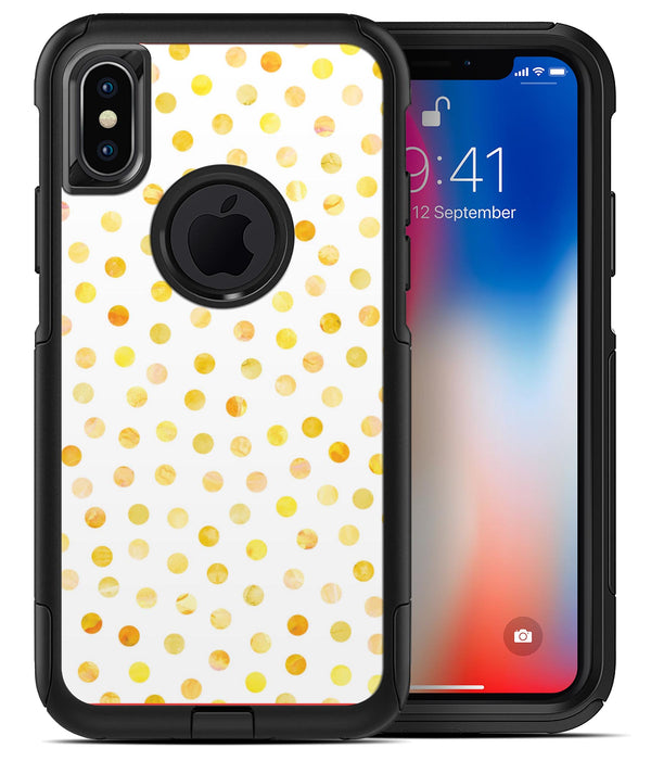 Yellow Watercolor Dots over White - iPhone X OtterBox Case & Skin Kits