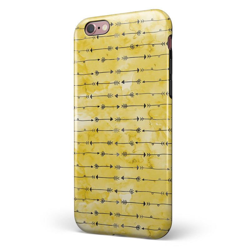Yellow and Black Tribal Arrow Pattern iPhone 6/6s or 6/6s Plus 2-Piece Hybrid INK-Fuzed Case